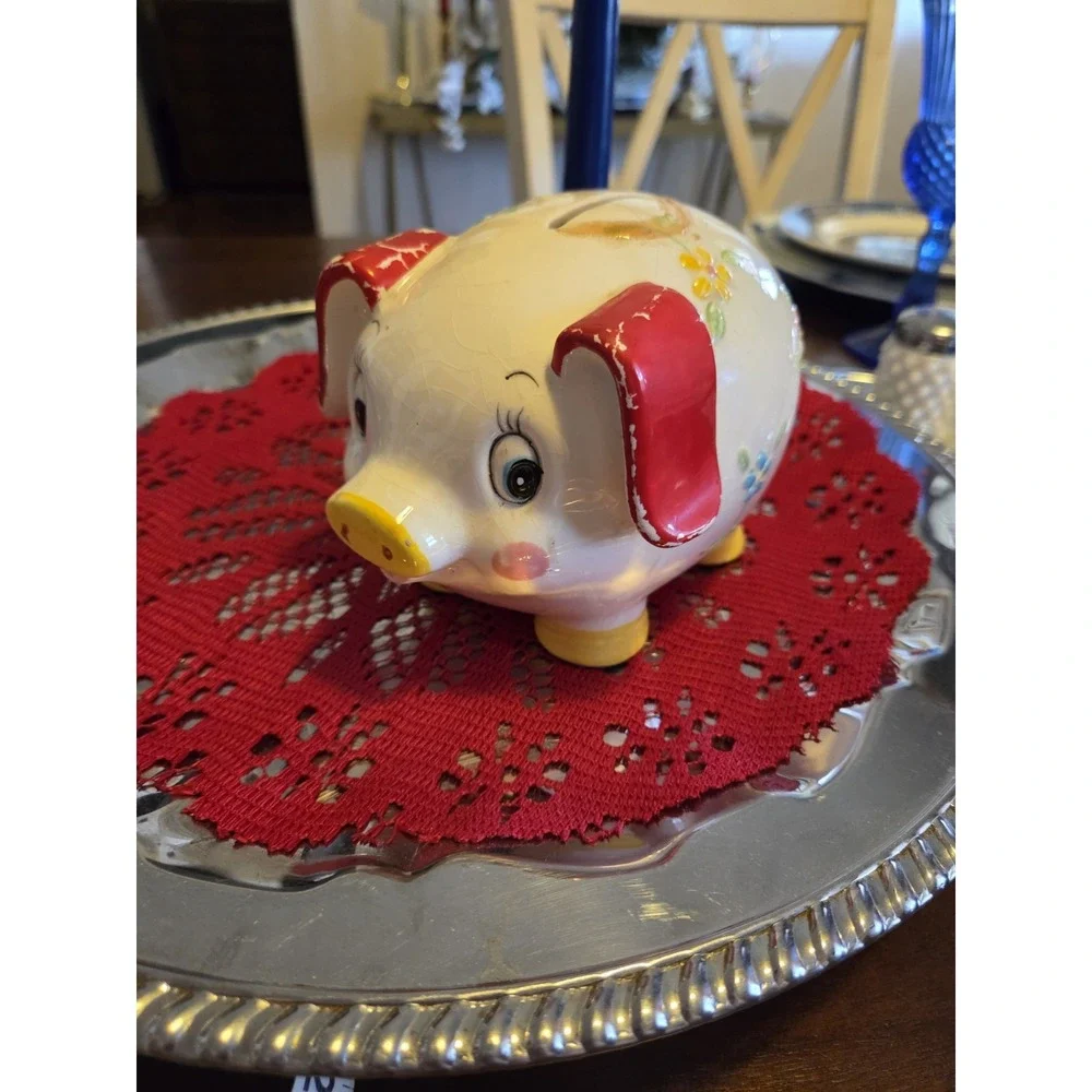 vintage Japan anthropomorphic ceramic piggy bank Ucagco Cottage Core